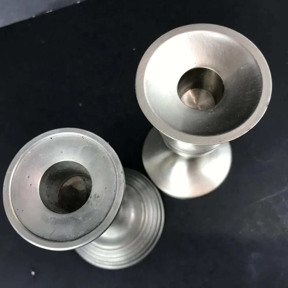 Set of two Pewter Candlesticks, 1 is Restoration Hardware